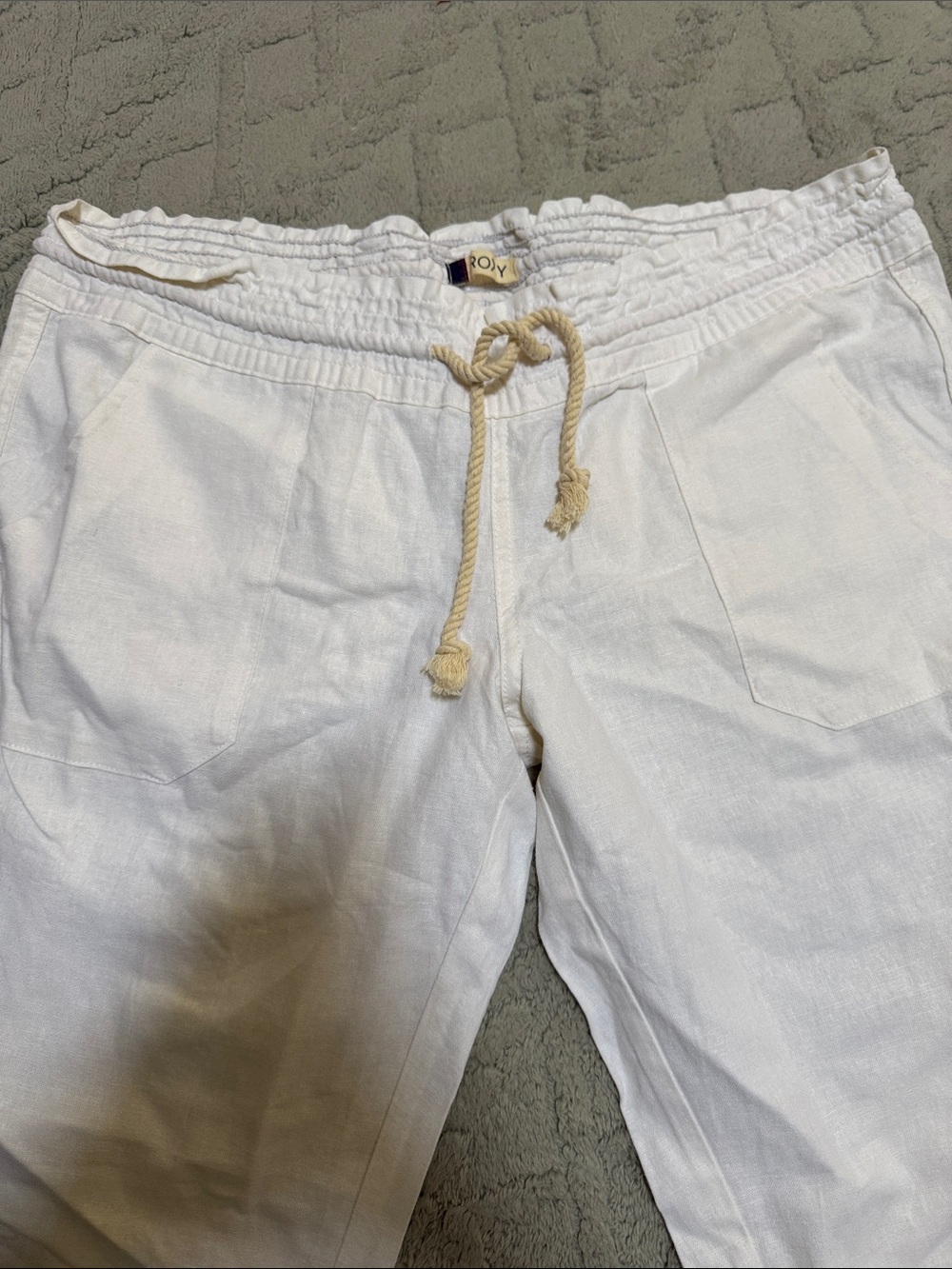 White Linen Drawstring Pants